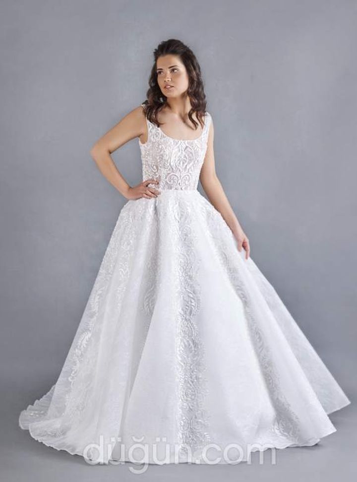 Nehir Tayman Couture 52 Prenses Kesim Romantik U Yaka Gelinlik