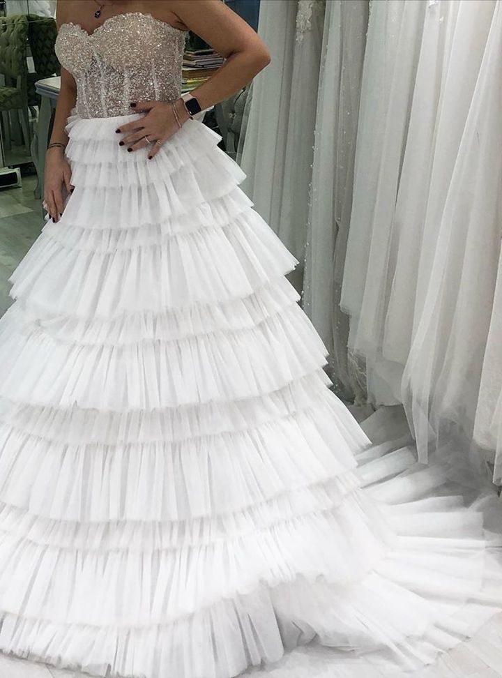 Nehir Tayman Couture 49 A Kesim Straplez Modern Gelinlik