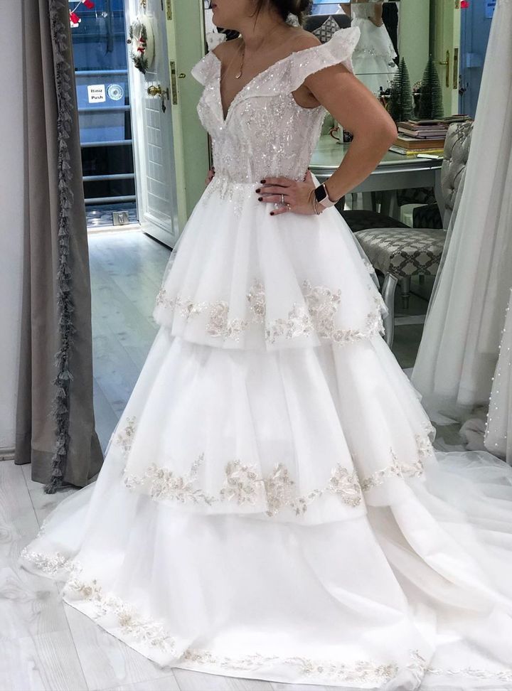 Nehir Tayman Couture 48 A Kesim Düşük Omuz Modern Gelinlik