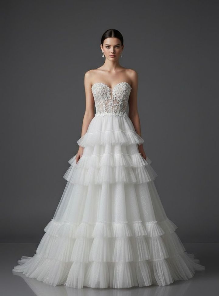 NTC-21 A Kesim Straplez Modern Gelinlik