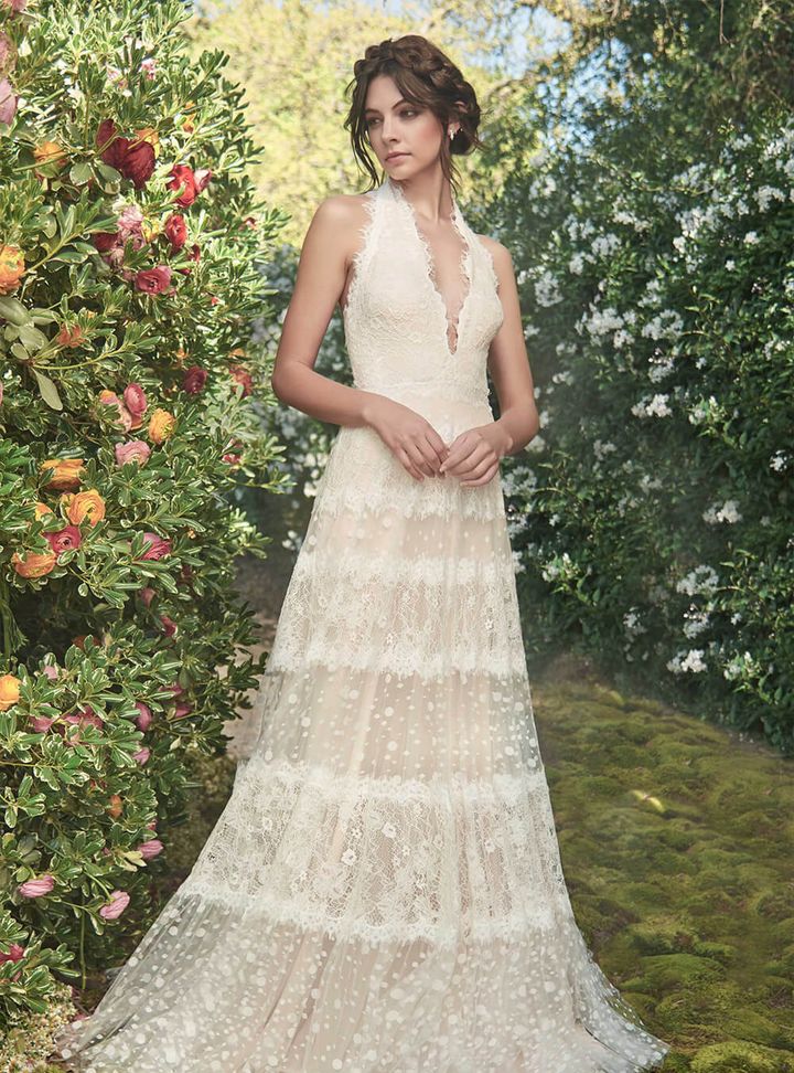 Tadashi 6  Bohem Vintage Halter Yaka Gelinlik