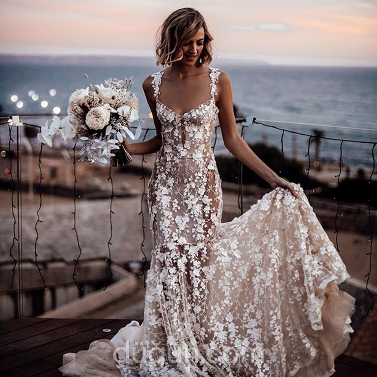 Galia Lahav 13  Balık kesim U yaka Romantik gelinlik - 2