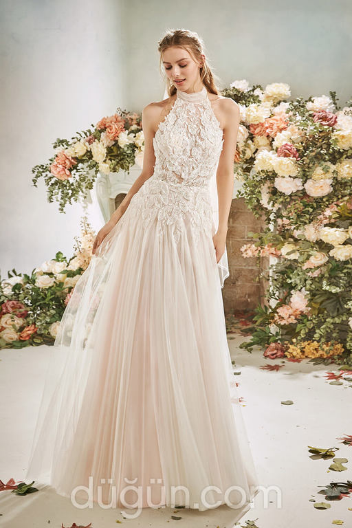 La Sposa 1  Düz kesim Halter yaka Romantik gelinlik