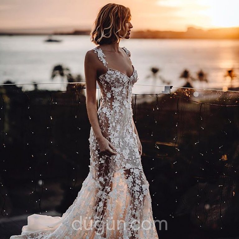 Galia Lahav 13  Balık kesim U yaka Romantik gelinlik - 1