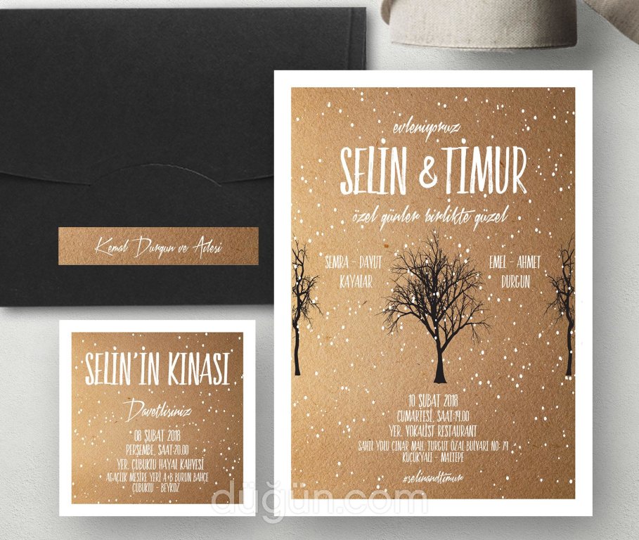 Kartlı Düğün ve Kına Gecesi Davetiyesi