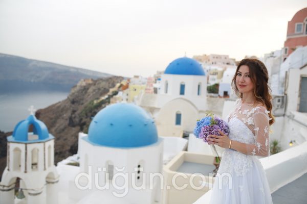 Santorini  Düz kesim İllüzyon yaka Modern gelinlik - 1