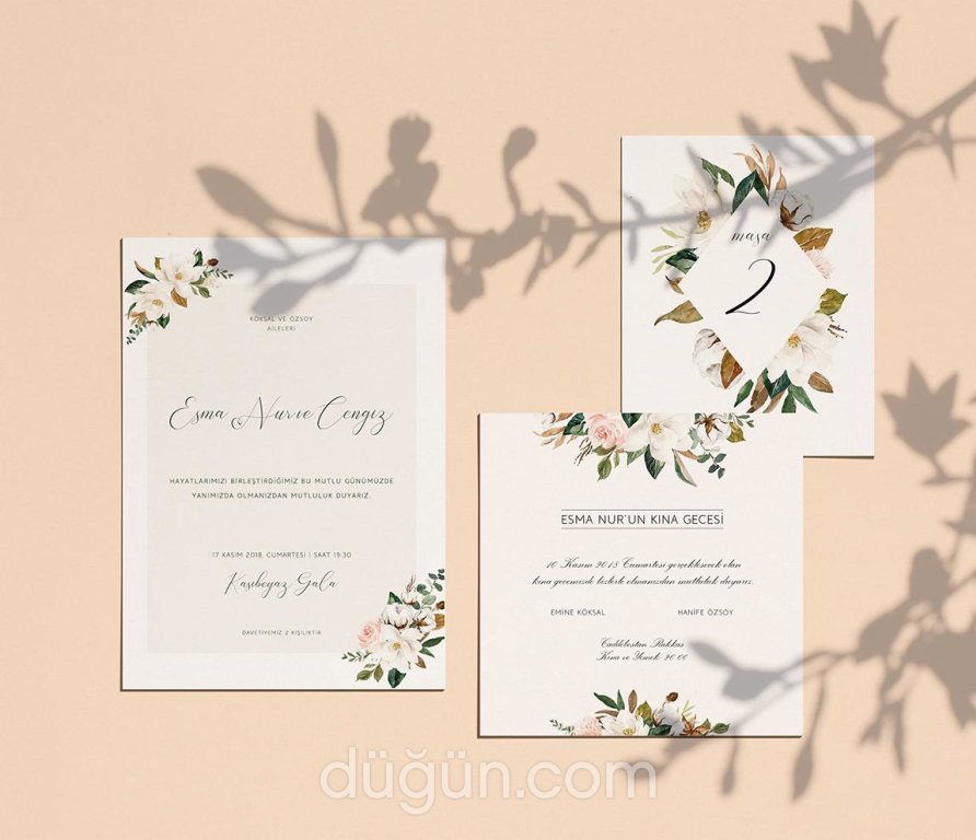 Çiçekli Kına Gecesi Davetiyesi