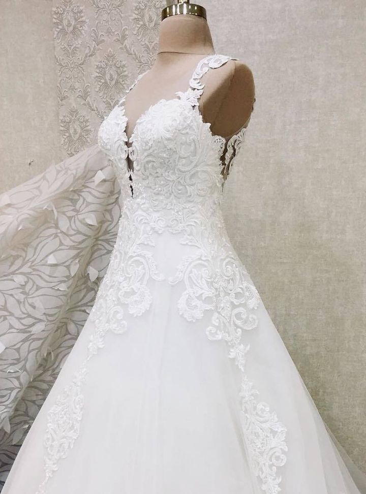 CYJ  12 A Kesim Straplez Göğüs Dekolteli Gelinlik