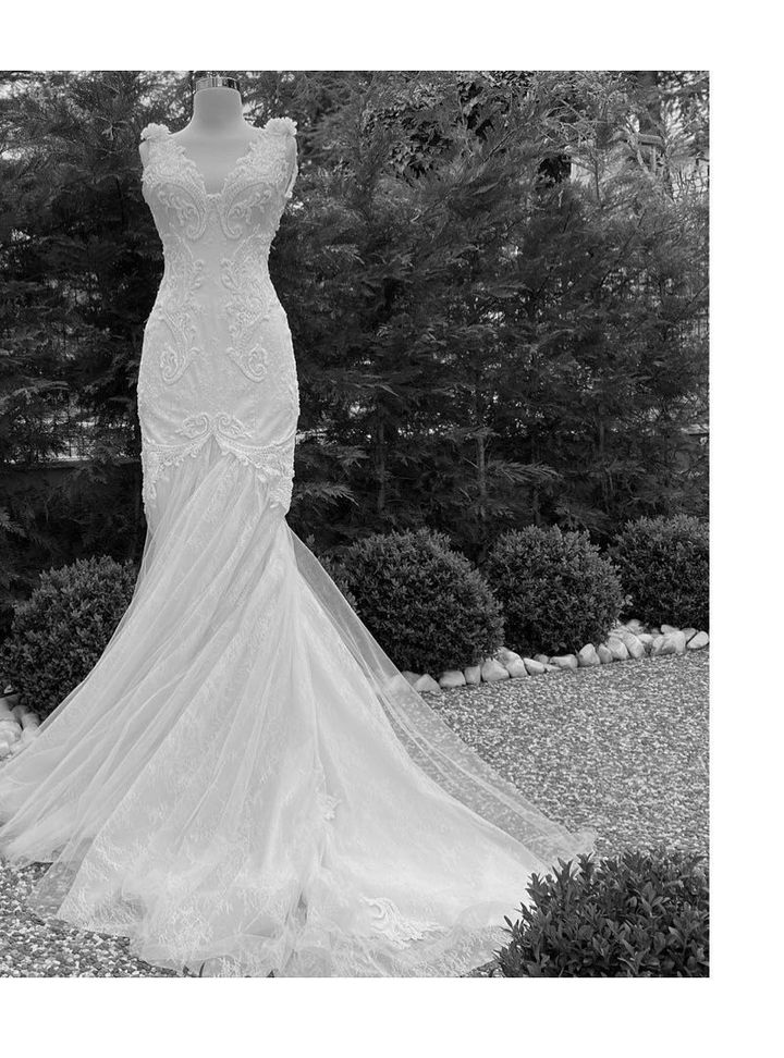 CYJ  2 Balık Kesim V Yaka Göğüs Dekolteli Gelinlik