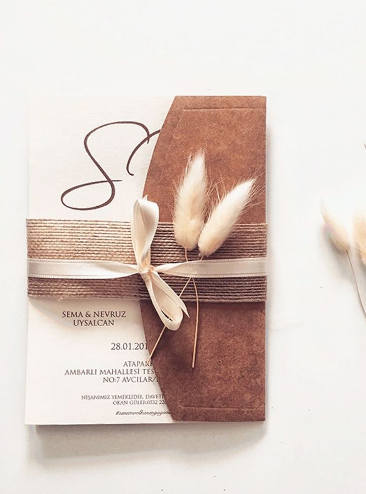 Kuru Çiçek Detaylı Davetiye Modeli