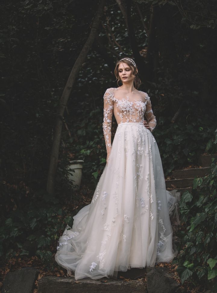 İllüzyon Yaka A Kesim Gelinlik