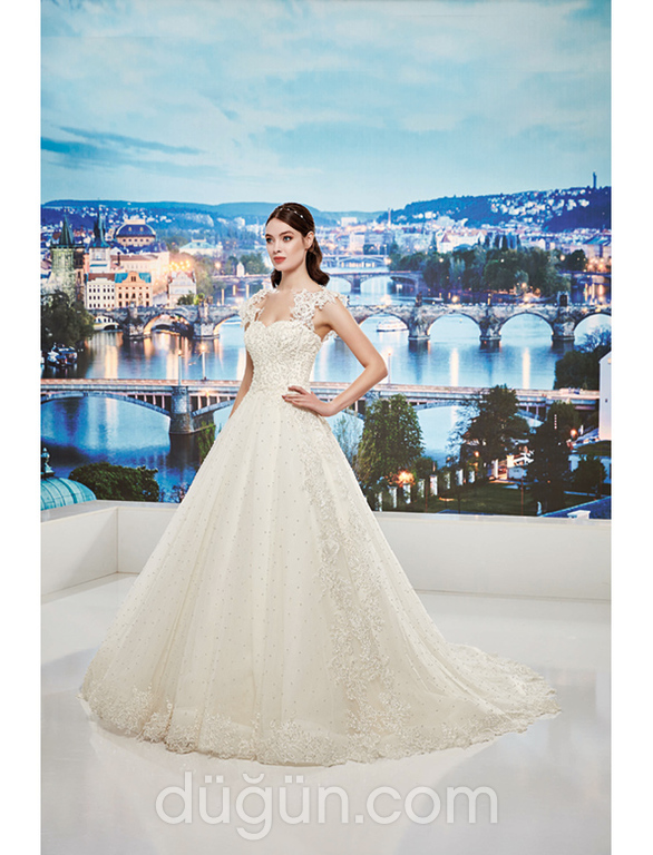 PC-18019  A kesim Straplez Romantik gelinlik - 1