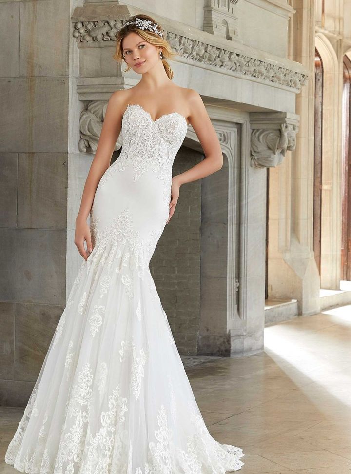 Wow Fashion Bride 31 Balık Kesim Straplez Göğüs Dekolteli Gelinlik