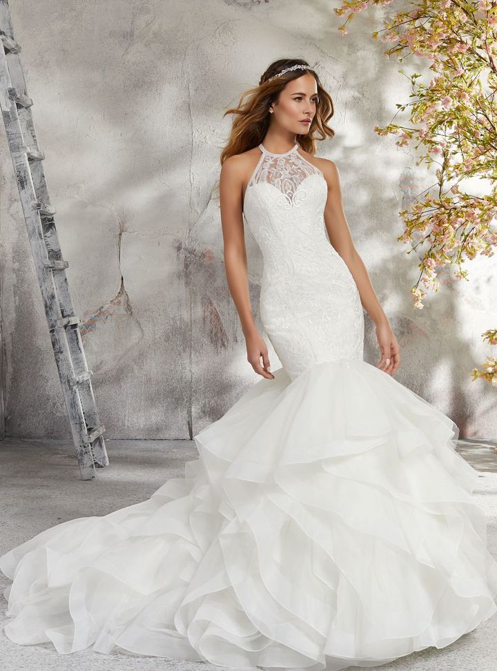 Wow Fashion Bride 44 Balık Kesim Halter Yaka Modern Gelinlik