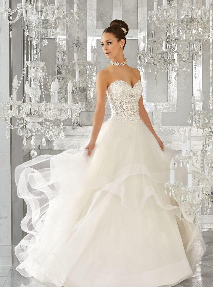 Wow Fashion Bride 53 Prenses Kesim Straplez Modern Gelinlik