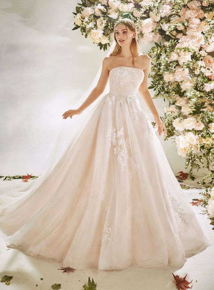 Wow Fashion Bride 93 Prenses Kesim Straplez Romantik Gelinlik