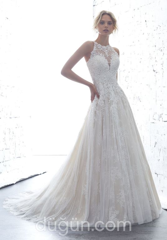 Wow Fashion Bride 81 Düz kesim Halter yaka Romantik gelinlik