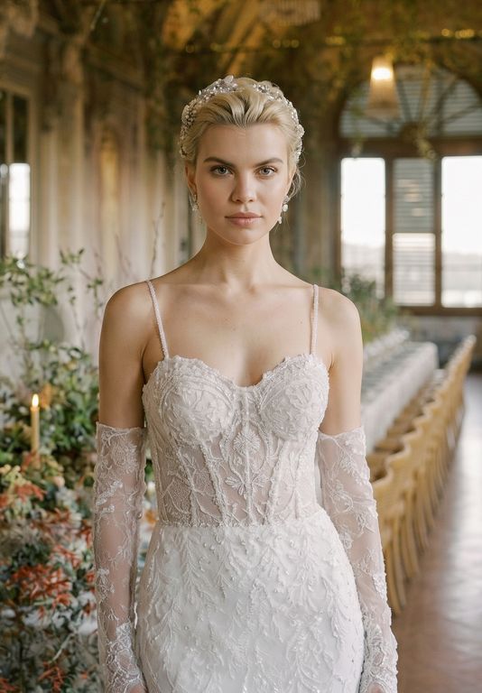 NSC 47 Balık Kesim Tarlatansız Sırt Dekolteli Gelinlik 3