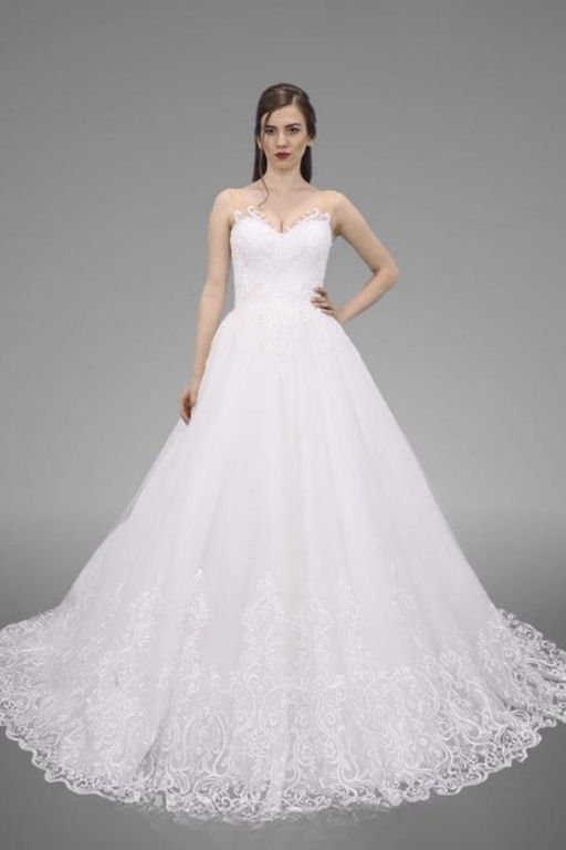 NSC 25 Prenses Kesim Straplez Göğüs Dekolteli Gelinlik