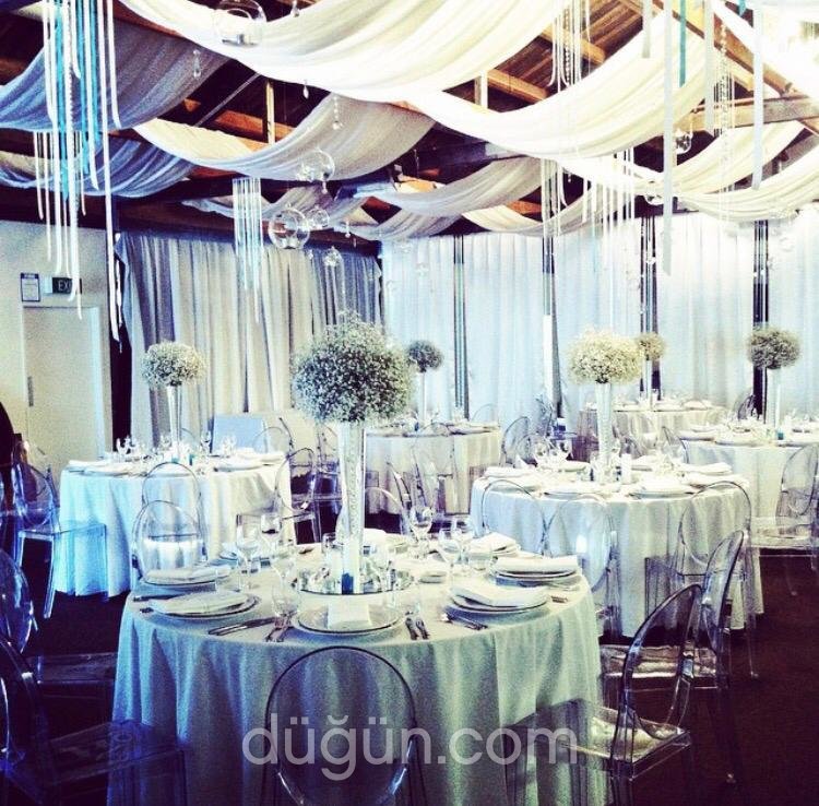 Tül Kumaşlı Düğün Salonu Tavan Dekorasyonu