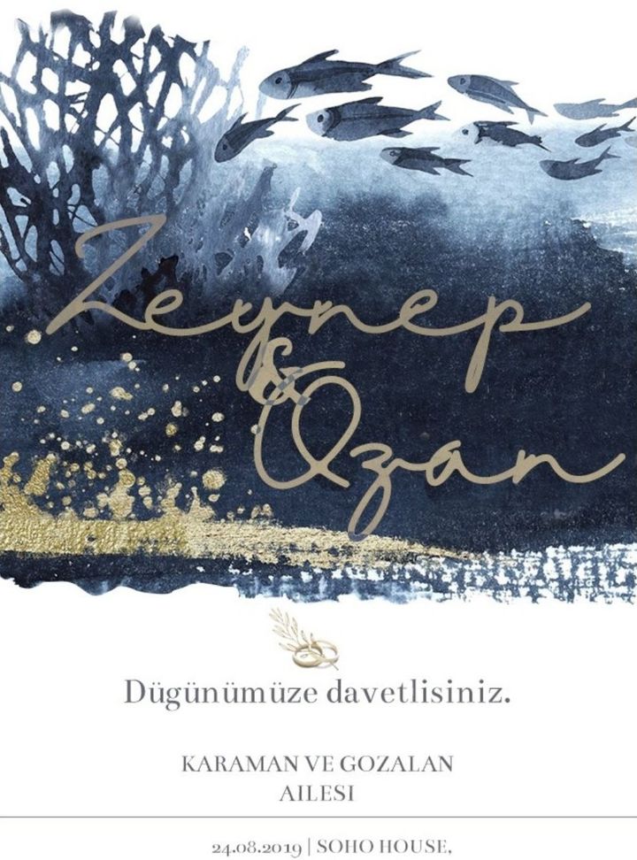 Deniz Konseptli Çizim Davetiye