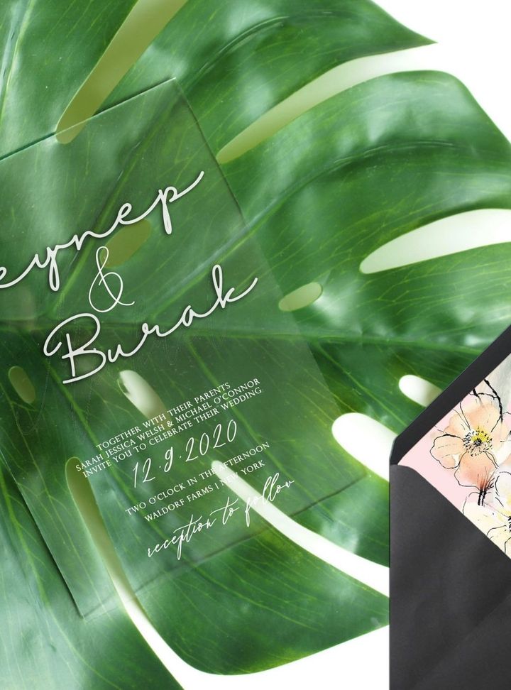 El Yazısı Baskılı Şeffaf Davetiye