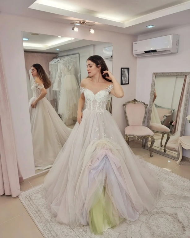 Düşük Omuz Prenses Gelinlik