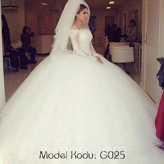 Eslem Moda 25 Prenses kesim Düşük omuz Romantik gelinlik