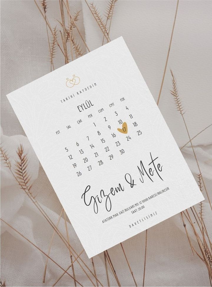 Takvim Baskılı Davetiye 