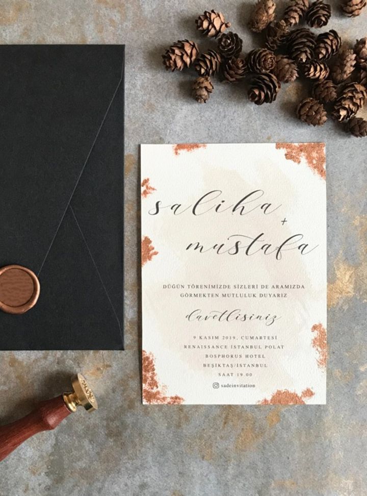 Siyah Zarflı Mühürlü Davetiye