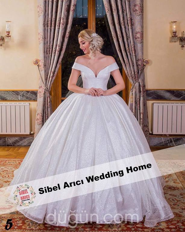 Sibel Arıcı Wedding Home 26 Prenses kesim Düşük omuz Romantik gelinlik - 1