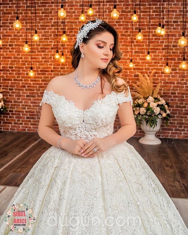 Sibel Arıcı Wedding Home 38 Prenses kesim Düşük omuz  Romantik gelinlik - 1