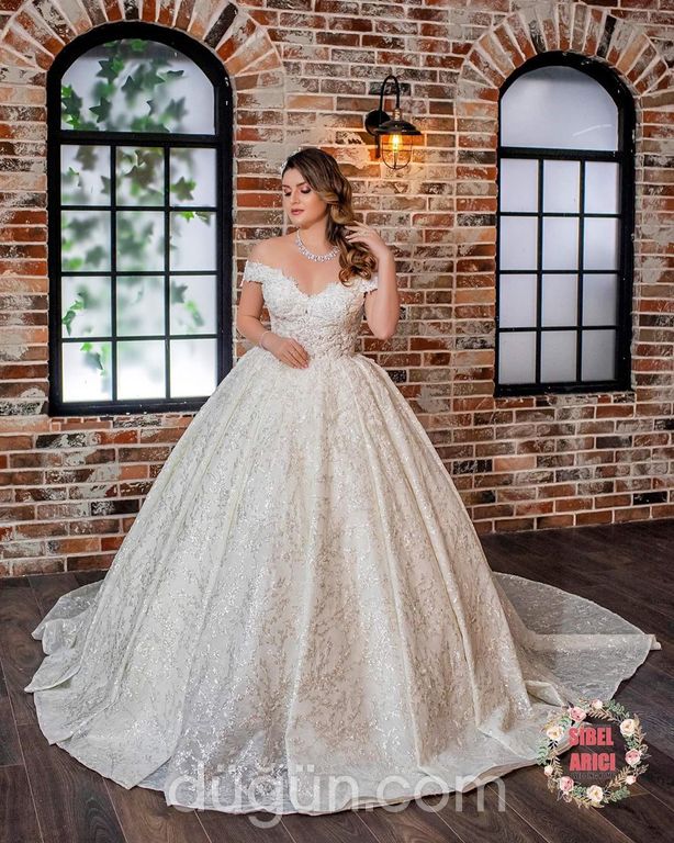 Sibel Arıcı Wedding Home 38 Prenses kesim Düşük omuz  Romantik gelinlik - 2