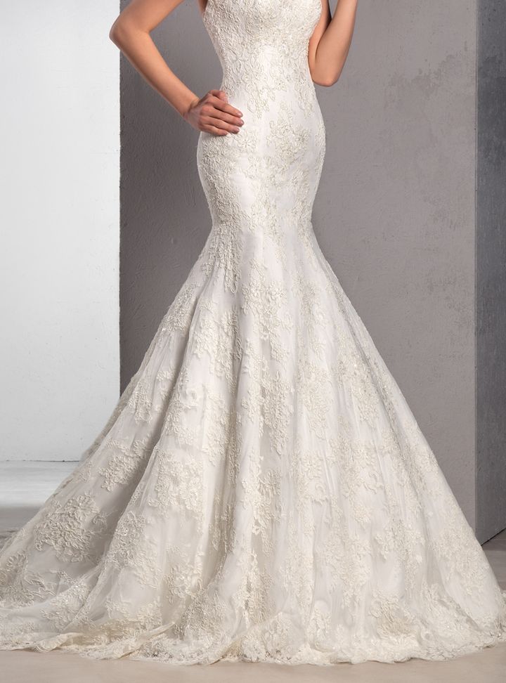 UGB170044  Balık Kesim Straplez Romantik Gelinlik