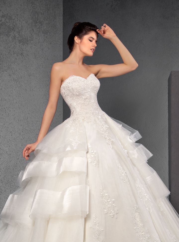 UGB170046  Prenses Kesim Straplez Romantik Gelinlik