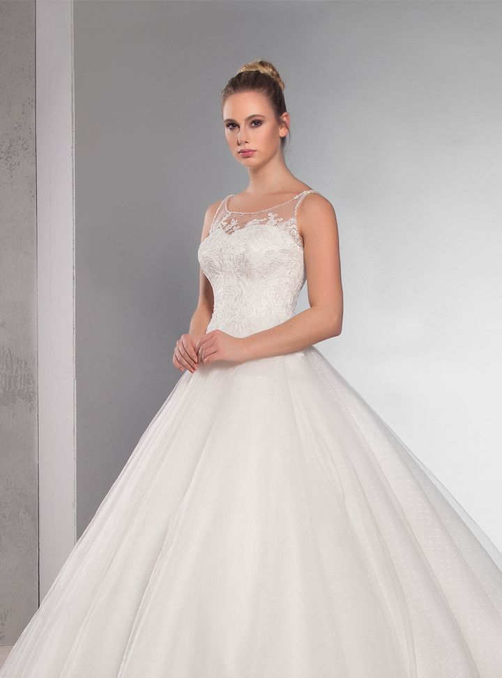 UGB170063  A Kesim Kayık Yaka Romantik Gelinlik