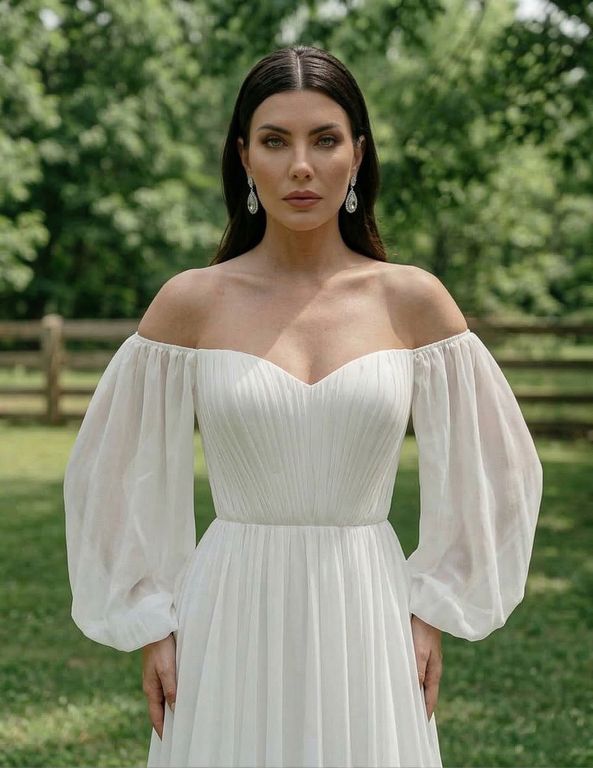 BGM-39-25 A Kesim Helen Düşük Omuz Gelinlik 3