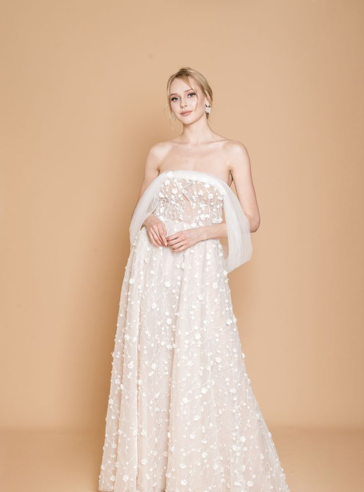 Dcey Bridal Vera Gelinlik Straplez Düz Kesim Romantik Gelinlik