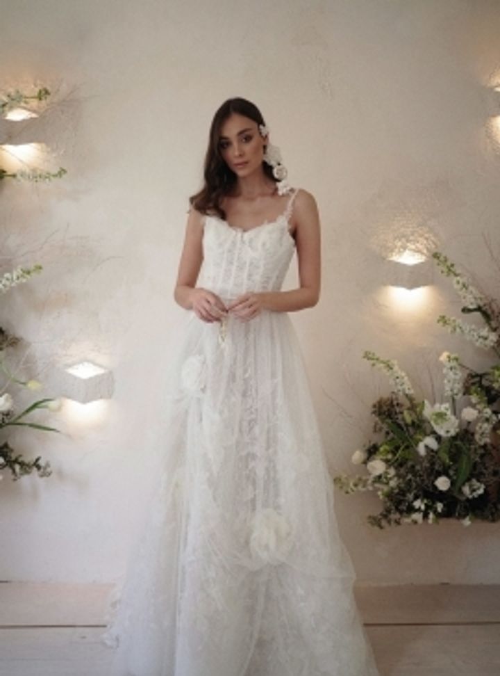 Dcey Bridal Neru Gelinlik Sırt Dekolteli V Yaka Düz Kesim Gelinlik