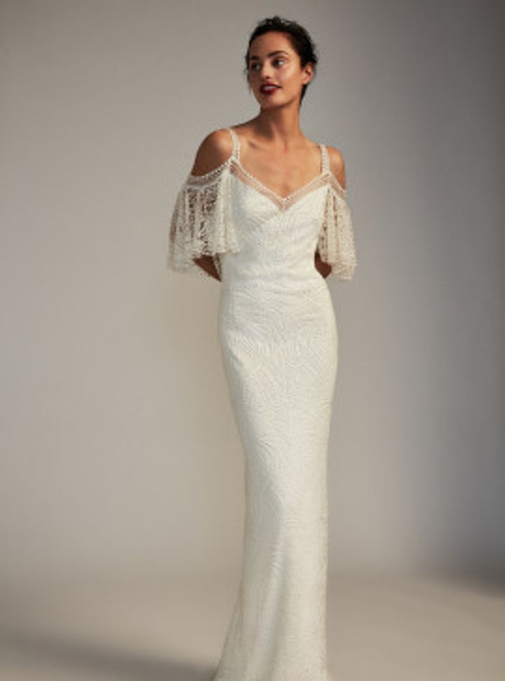 Dcey Tadashi Shoji-Adreanna Gelinlik Bohem Sırt Dekolteli V Yaka Gelinlik