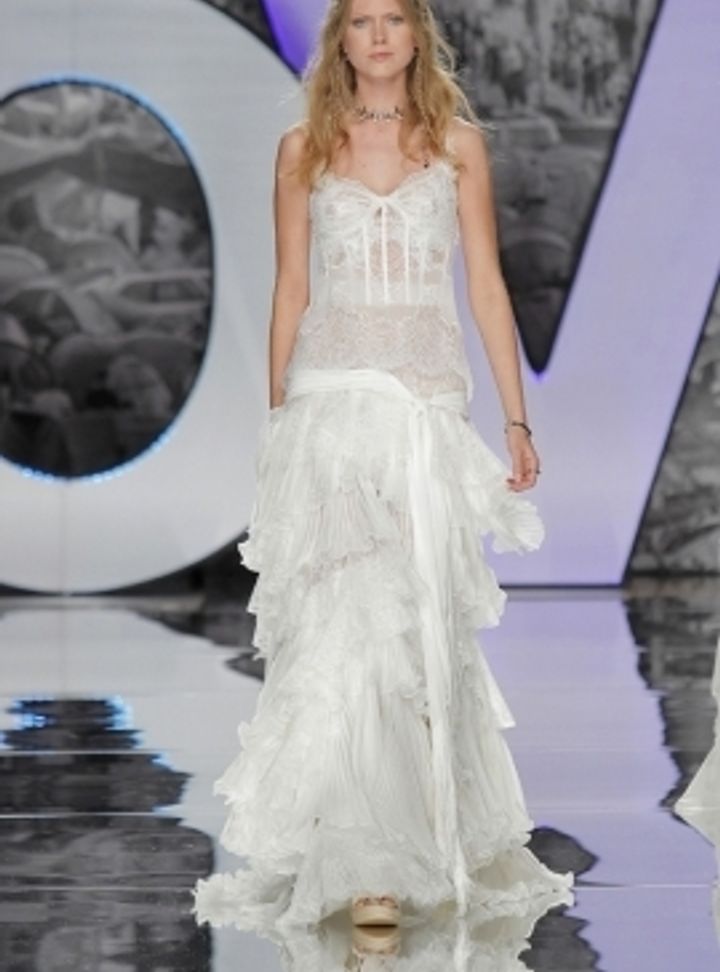 Dcey Yolan Cris- Savoia Gelinlik Bohem V Yaka Düz Kesim Gelinlik