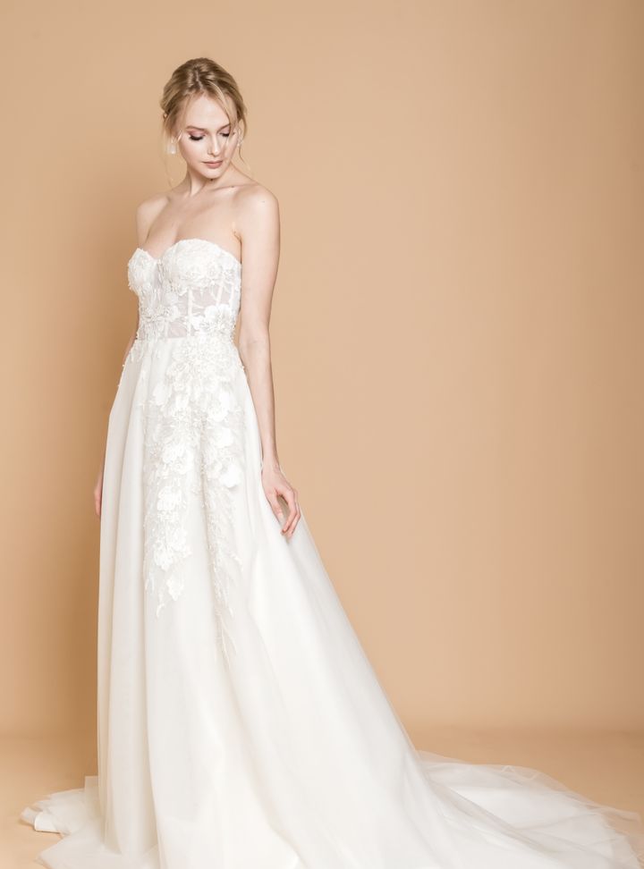 Dcey Bridal Essie Beyaz Straplez Gelinlik