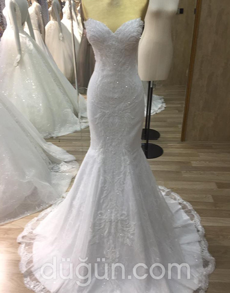 Tallin Moda Gelinlik 1017 Balık kesim Straplez Romantik gelinlik