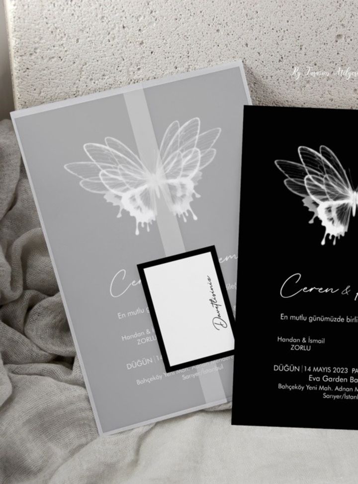 RYTA-87-25 Sade Şeffaf Düğün Davetiye