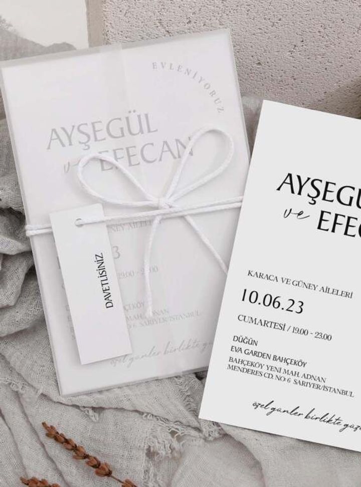 RYTA-63-25 Sade Şeffaf Düğün Davetiye