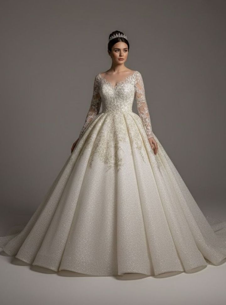 EVA 8 Kaburga Romantik İllüzyon Yaka Gelinlik