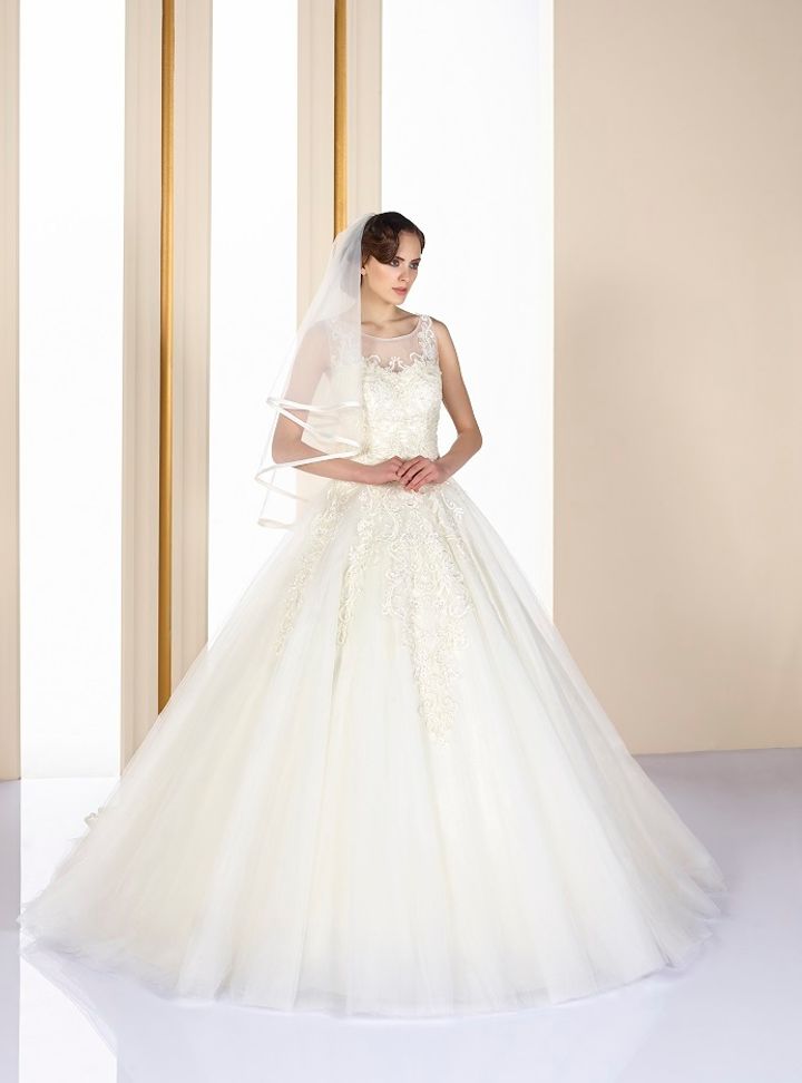 OG-1706  Prenses Kesim Göğüs Dekolteli Romantik Gelinlik