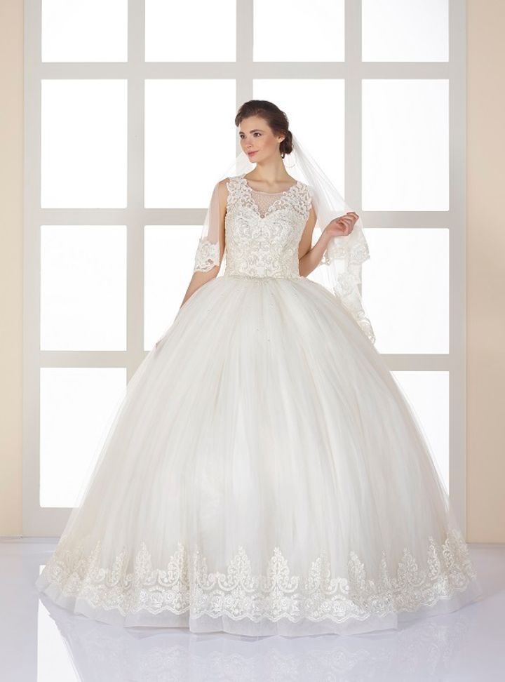 OG-1760  Prenses Kesim Sırt Dekolteli Göğüs Dekolteli Gelinlik