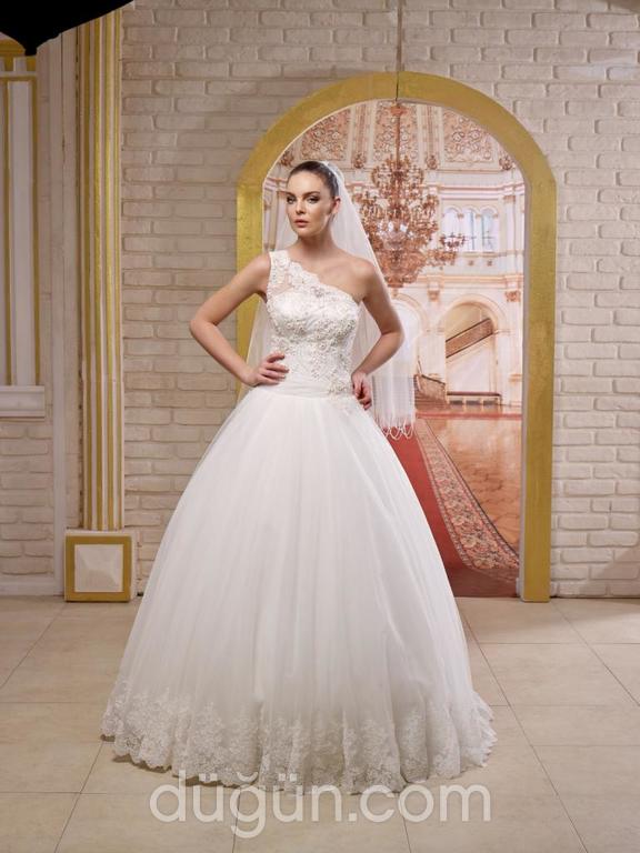 TG-1544  Prenses kesim Tek omuz Romantik gelinlik - 1