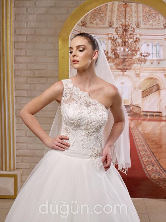 TG-1544  Prenses kesim Tek omuz Romantik gelinlik - 2